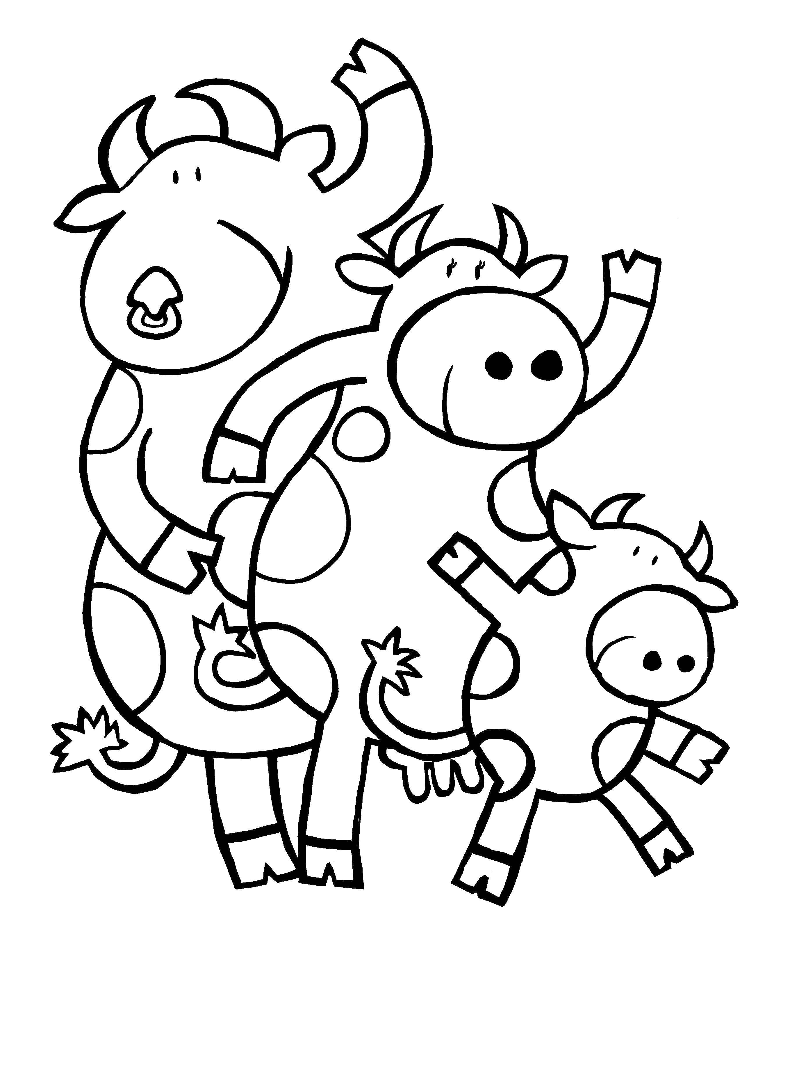 Название: Раскраска Коровья семья. Категория: Члены семьи. Теги: Семья, родители, дети.