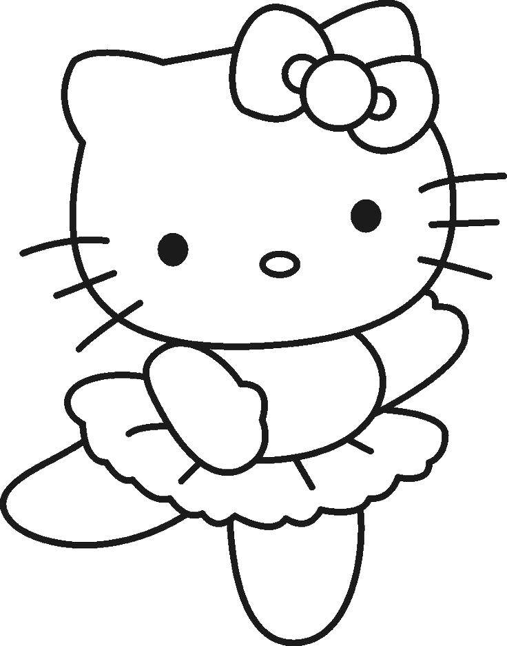 Раскраска Кошечка на самокате распечатать - Hello Kitty