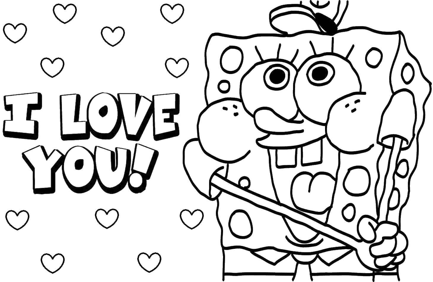 Coloring I love you!. Category Spongebob. Tags:  Cartoon character, spongebob, spongebob, Patrick.