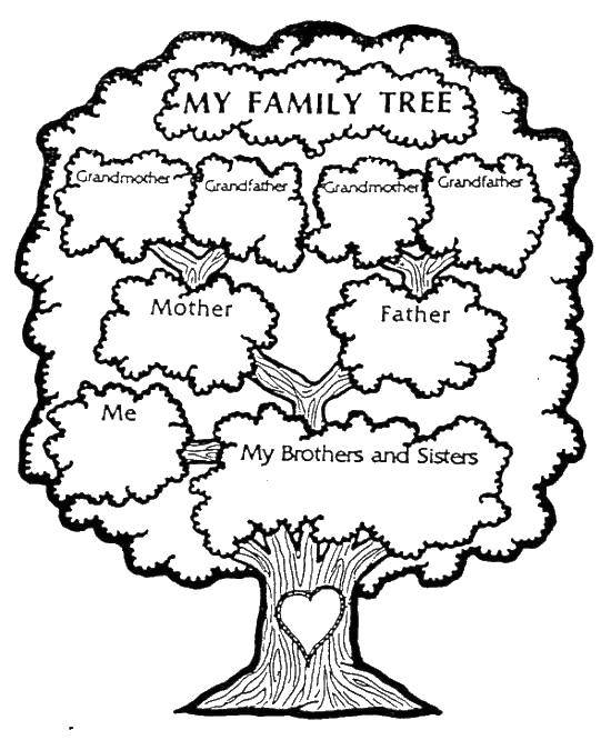 Розмальовки  Родинне дерево. Завантажити розмальовку Сімейне дерево.  Роздрукувати ,Сімейне дерево,