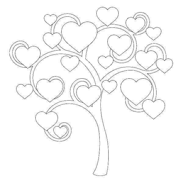 Coloring Tree with hearts. Category Family tree. Tags:  tree, heart.
