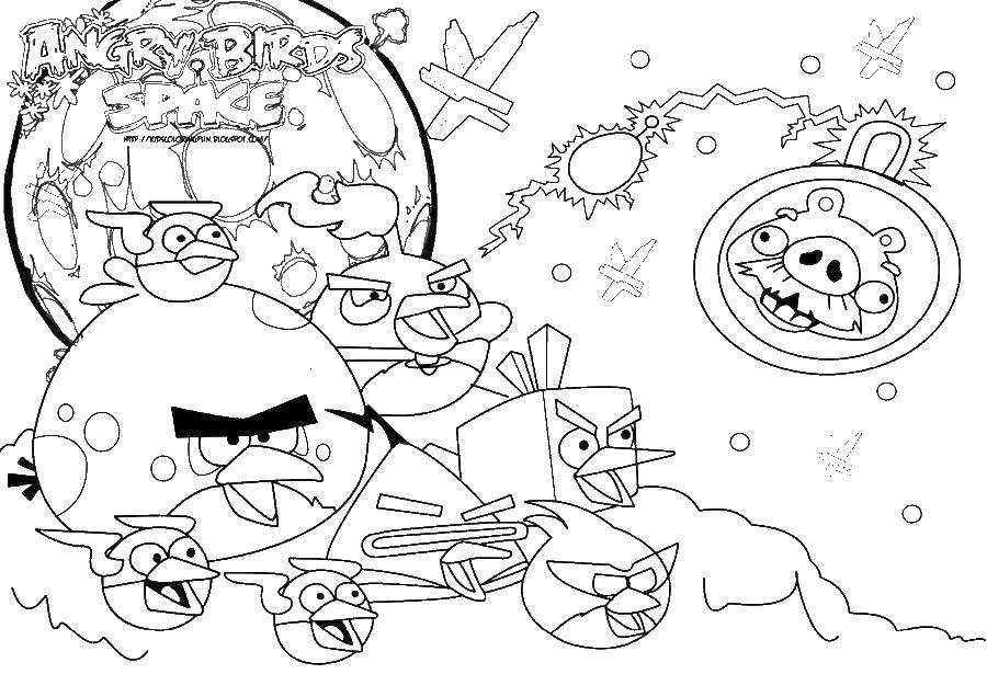 Coloring Angry birds in space. Category angry birds. Tags:  angry birds, space.