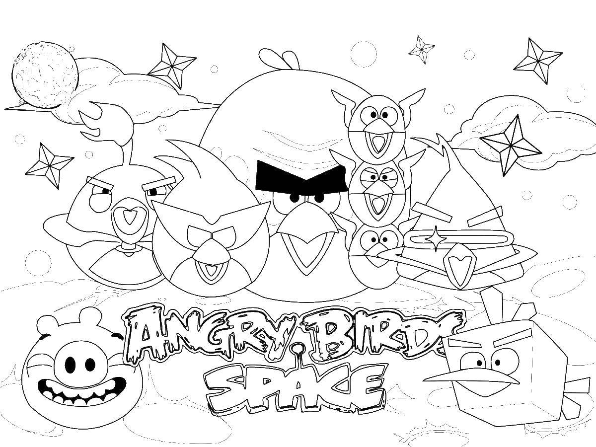 Название: Раскраска Энгри бёрдс в космосе. Категория: angry birds. Теги: Игры, Angry Birds .