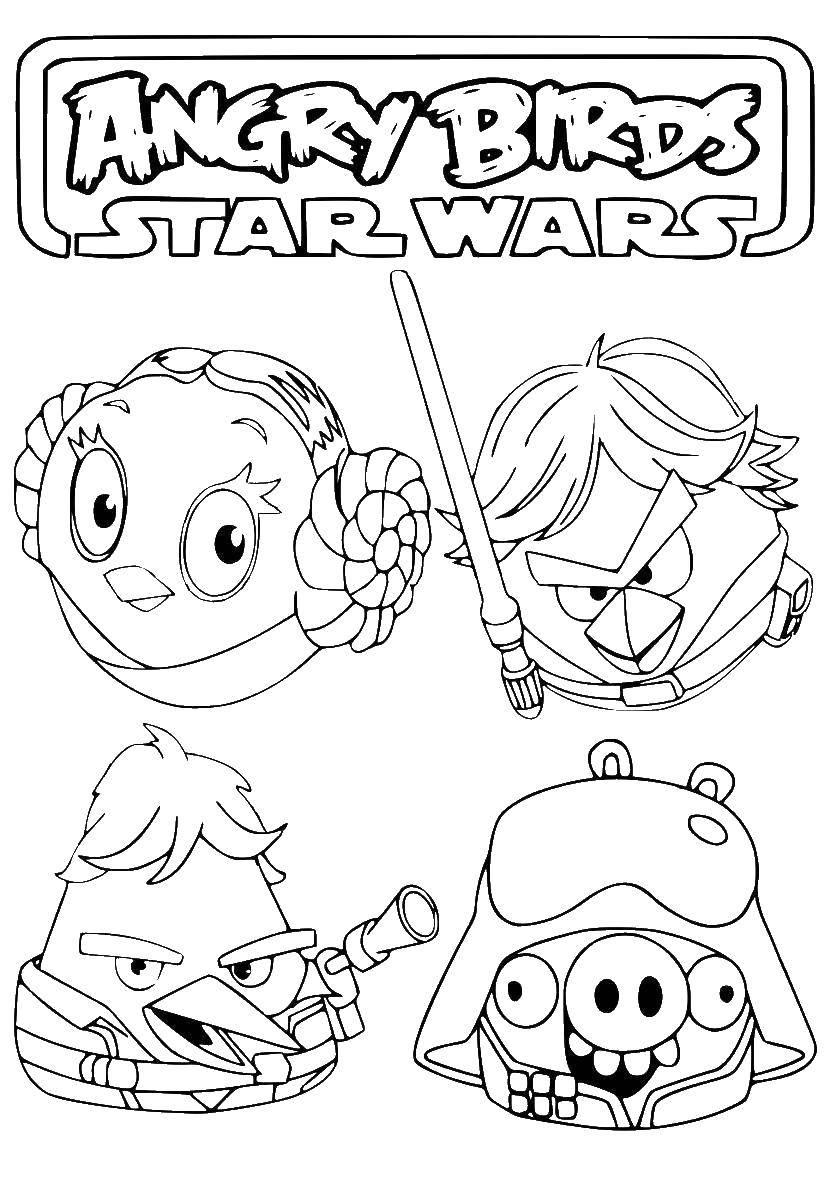 Coloring Angry birds star wars. Category angry birds. Tags:  Games, Angry Birds .