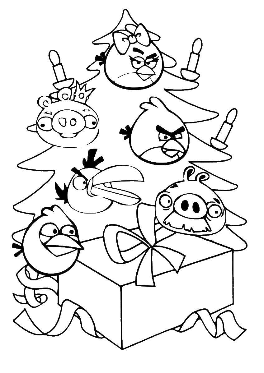 Название: Раскраска Новый год. Категория: angry birds. Теги: Игры, Angry Birds .