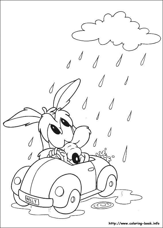 Coloring Rat in the rain. Category coloring for little ones. Tags:  rat, rain.