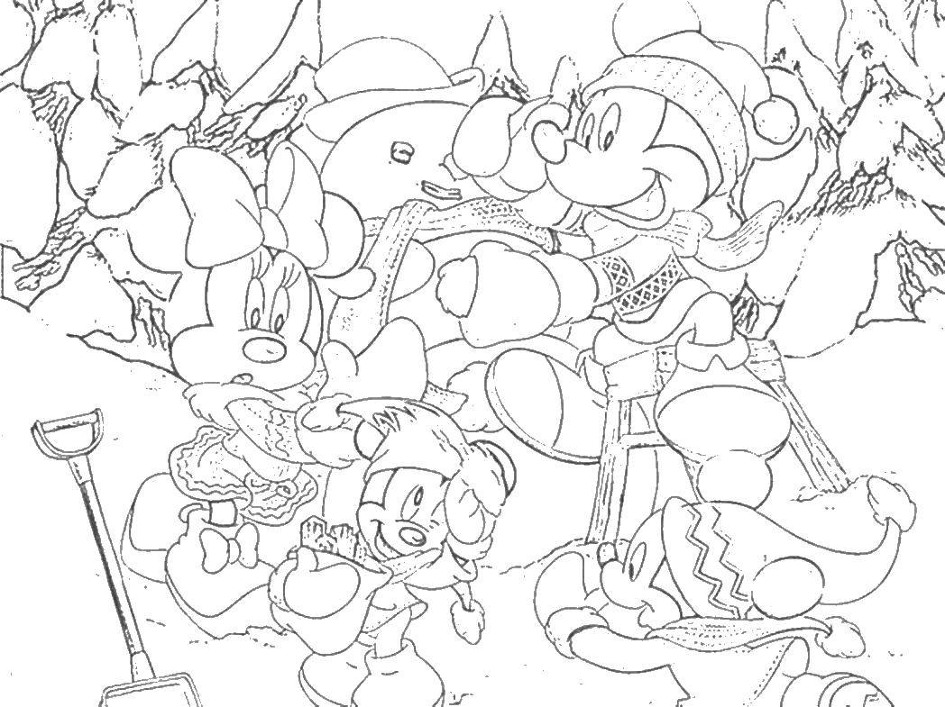 Coloring Mickey mouse and friends. Category The characters from fairy tales. Tags:  Mickey mouse, Minnie mouse.