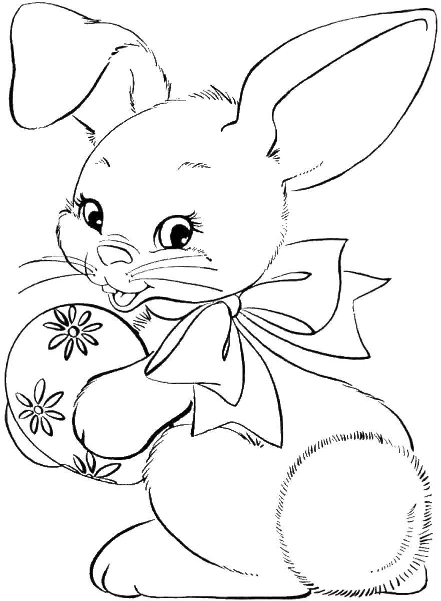 Название: Раскраска Кролик с яйцом. Категория: кролик. Теги: кролик, яйыо.