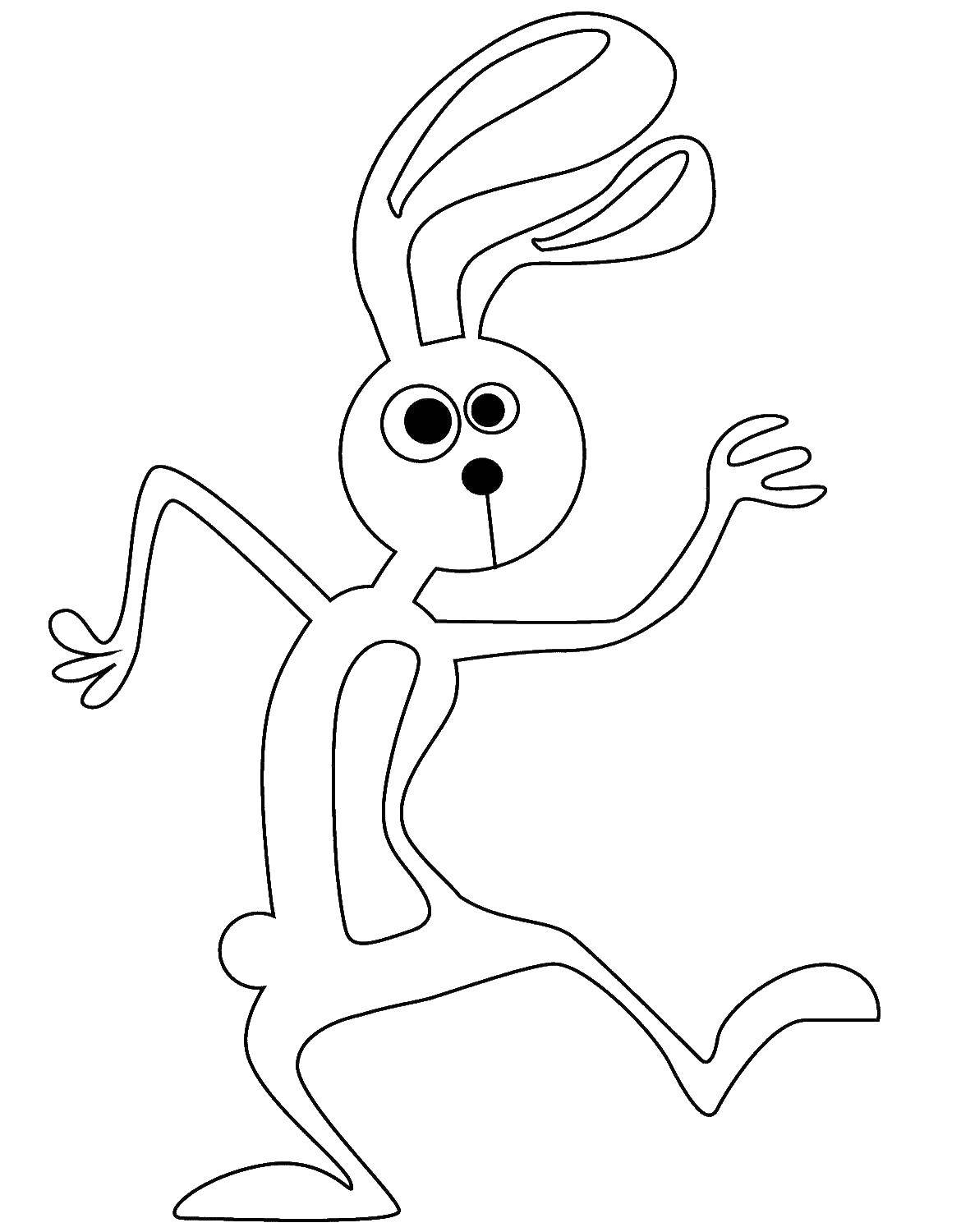 Название: Раскраска Мультяшный кролик. Категория: кролик. Теги: кролик, танец.