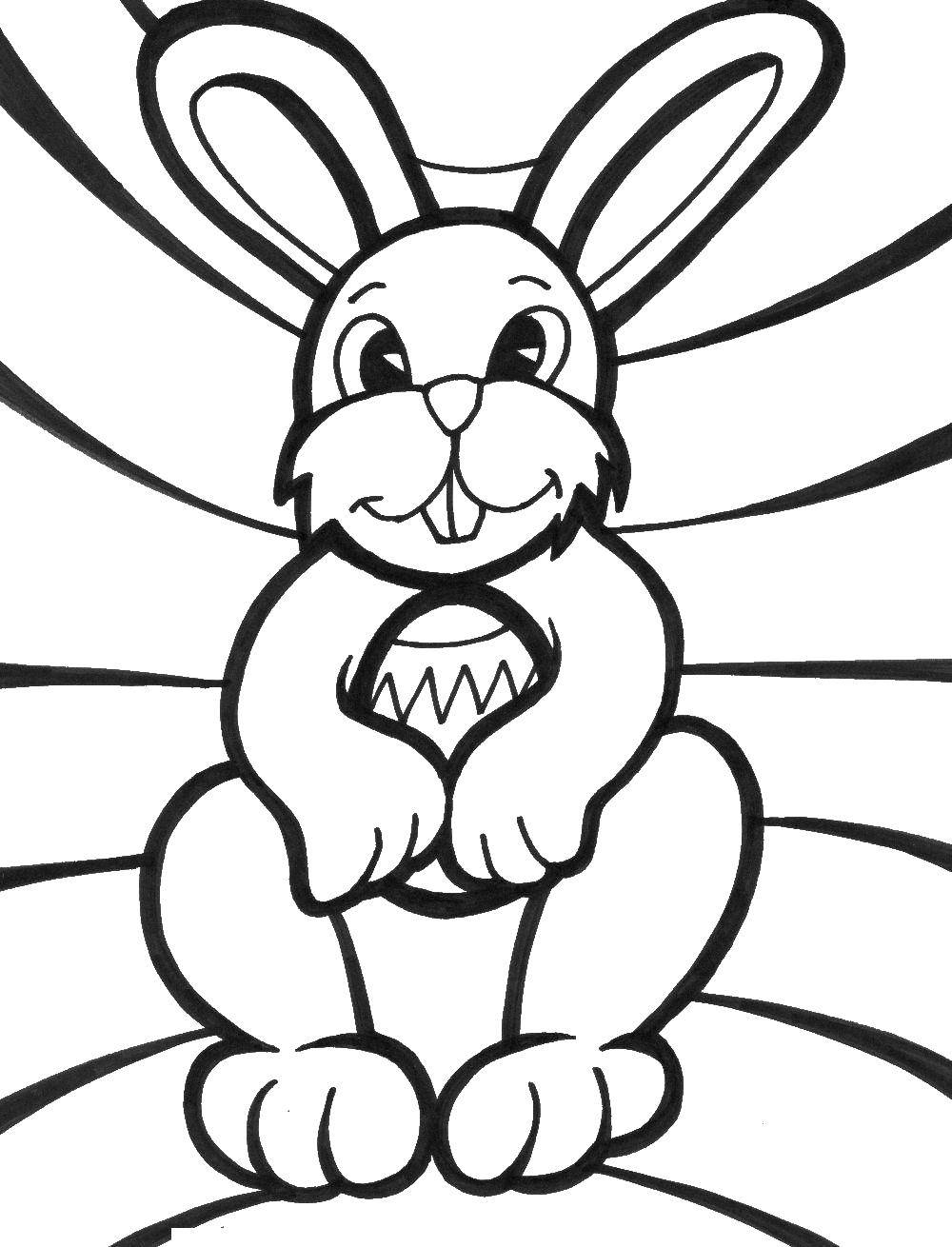Coloring Easter Bunny with eggs. Category Easter. Tags:  Easter, eggs, rabbit.