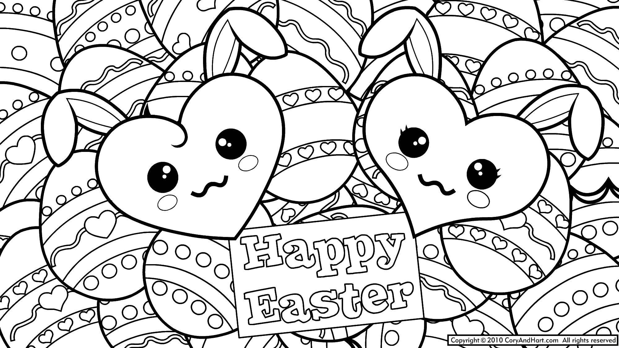 Coloring Heart bunnies. Category the rabbit. Tags:  rabbits.