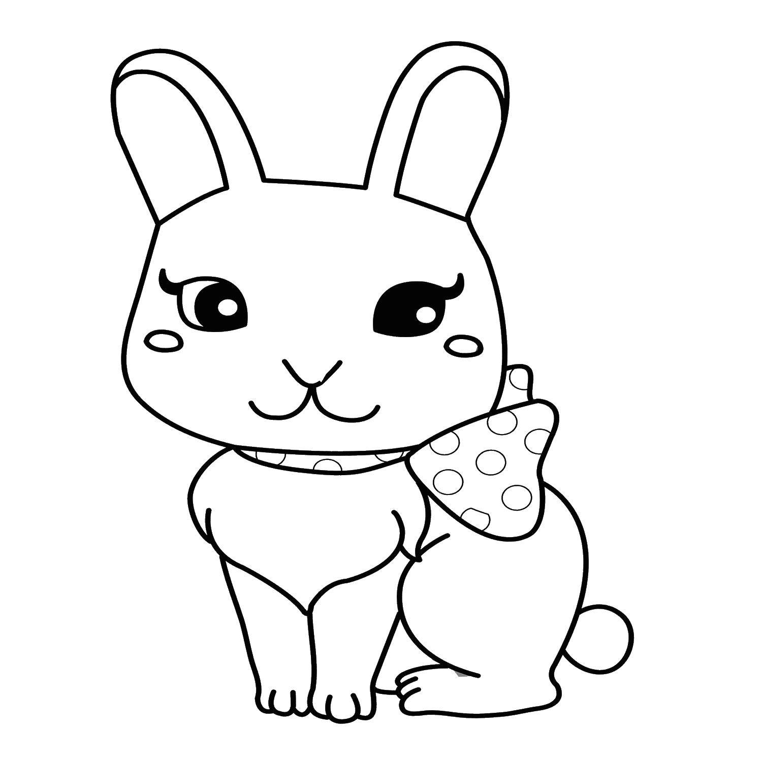 Coloring Rabbit with a bow. Category the rabbit. Tags:  Bunny, bow.