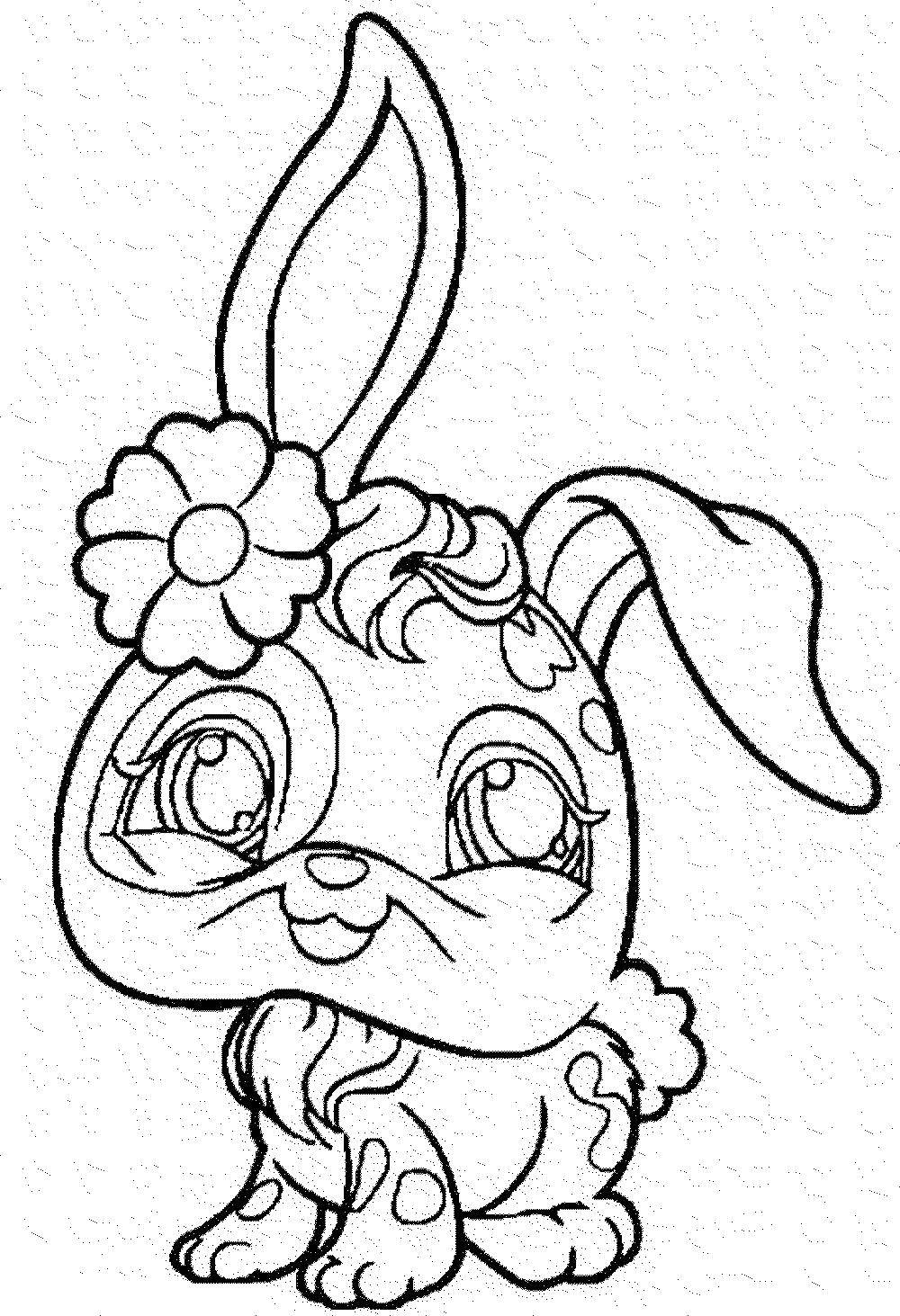 Coloring Rabbit with flower. Category the rabbit. Tags:  rabbit, hare.