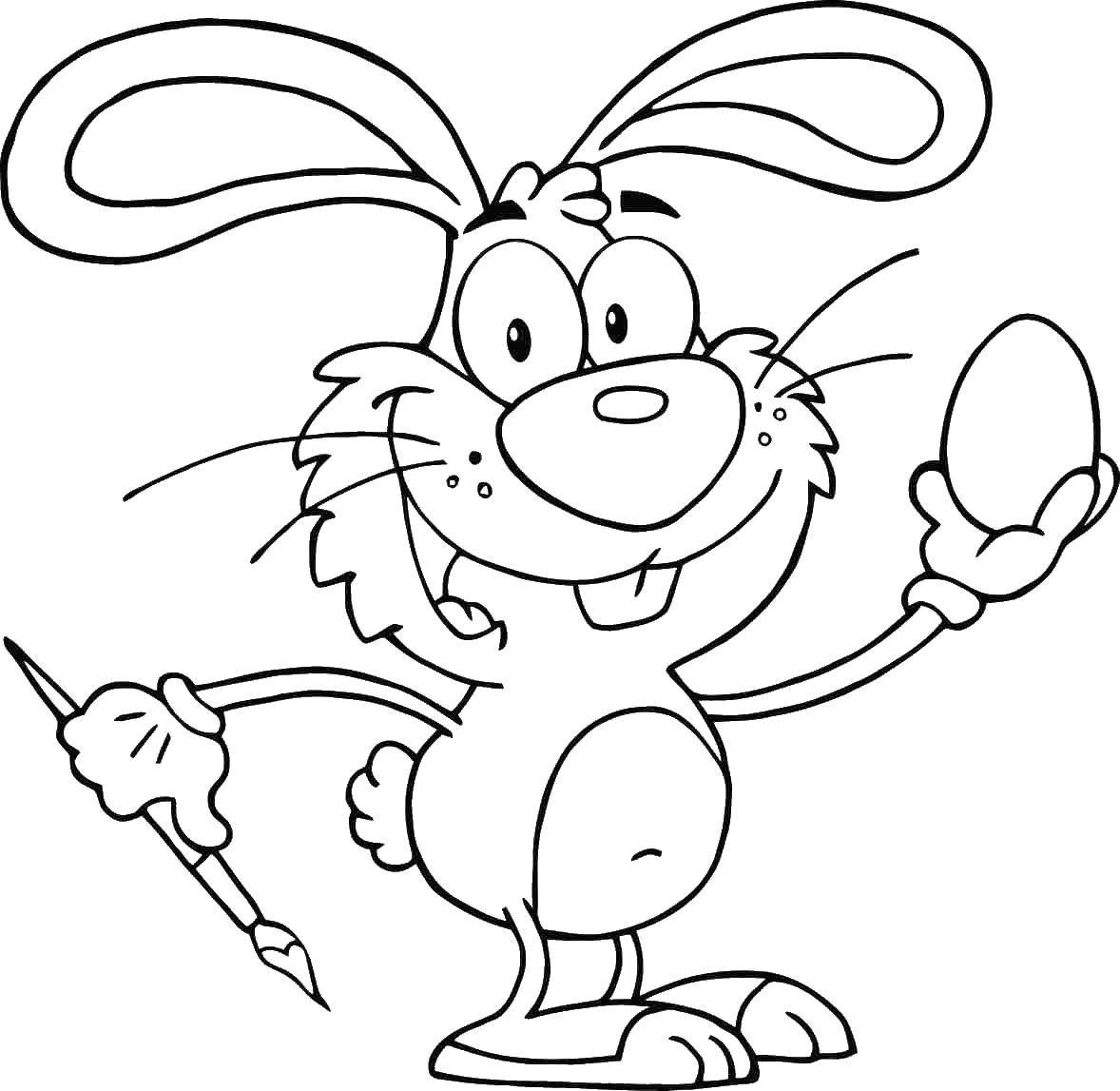 Название: Раскраска Кролик с яйцом. Категория: пасха. Теги: кролик, заяц, пасха.