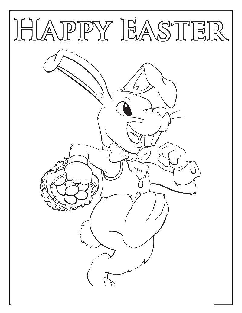 Название: Раскраска Поздравление на пасху. Категория: пасха. Теги: кролик, заяц, пасха.