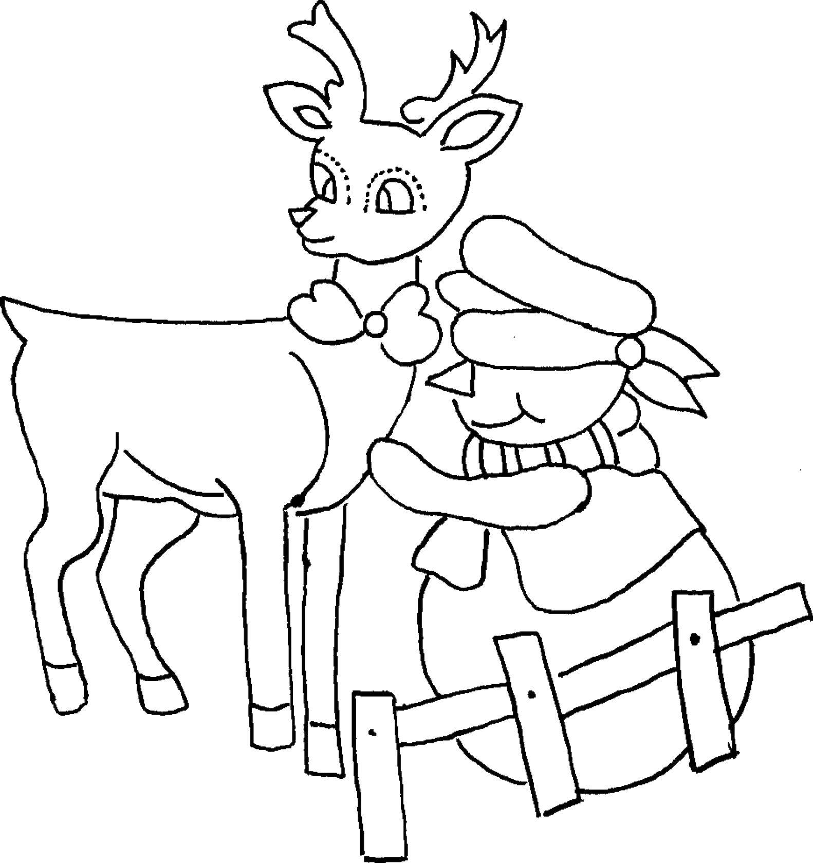 Coloring The deer and the snowman. Category Christmas. Tags:  Snowman, snow, winter.