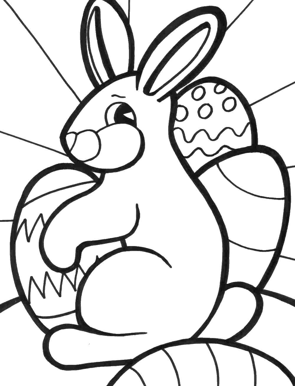 Название: Раскраска Пасхальный кролик. Категория: кролик. Теги: Животные, зайчик.