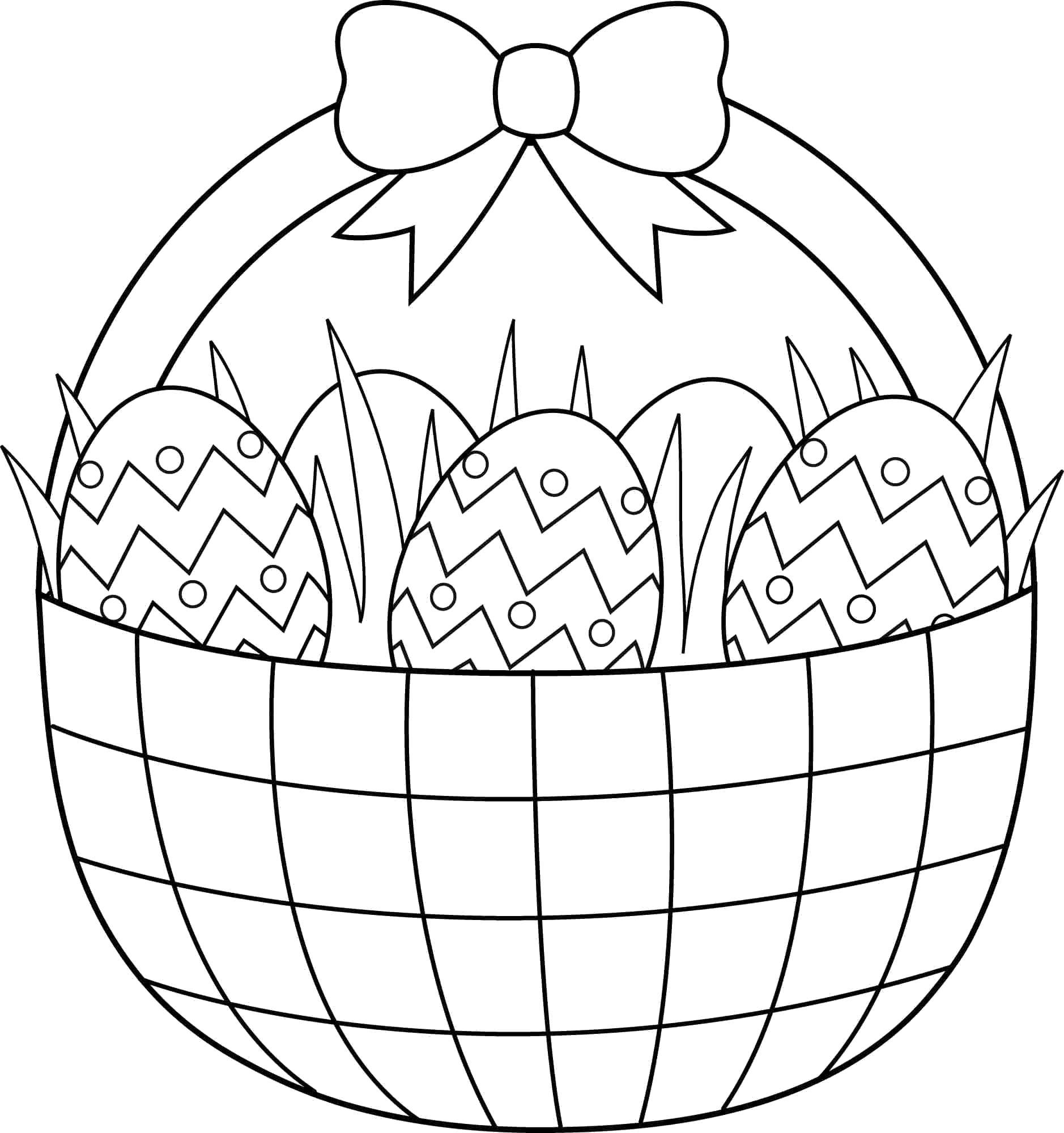 Название: Раскраска Корзиночка с пасхальными яйцами. Категория: пасха. Теги: Пасха, яйца, узоры.