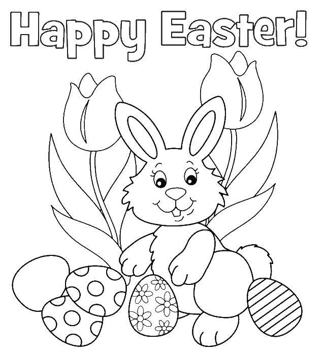 Coloring Happy Easter!. Category coloring Easter. Tags:  Easter, eggs, patterns, rabbit.