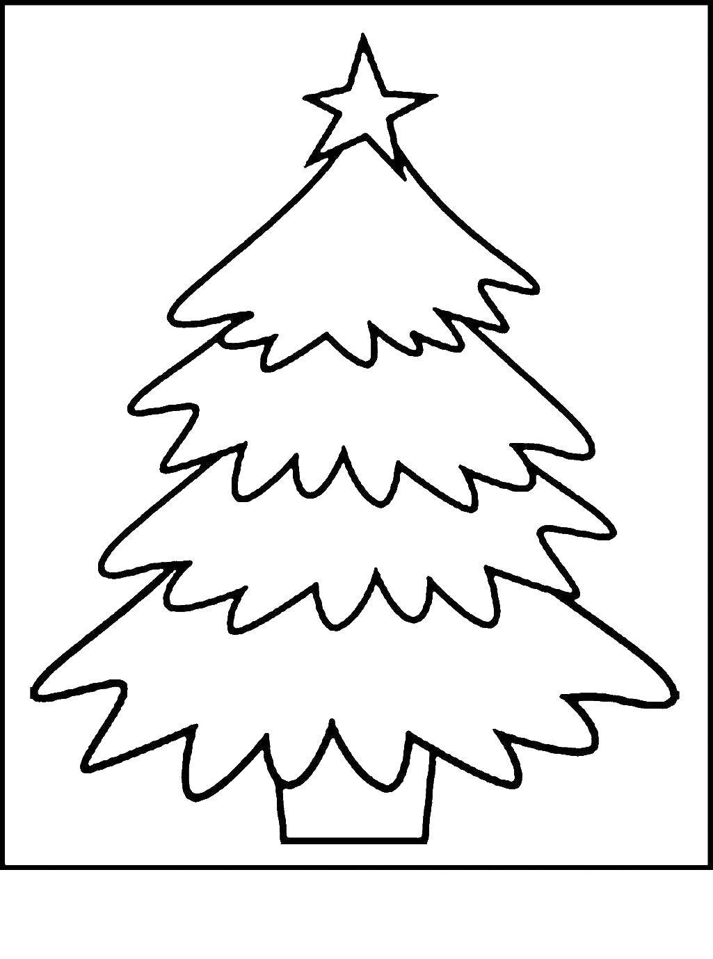 Название: Раскраска Ёлочка со звездой на верхушке. Категория: рождество. Теги: Рождество, ёлочная игрушка.