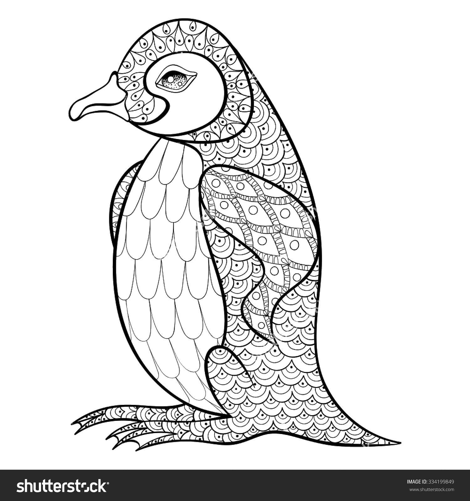 Coloring Patterned penguin. Category patterns. Tags:  Patterns, animals.