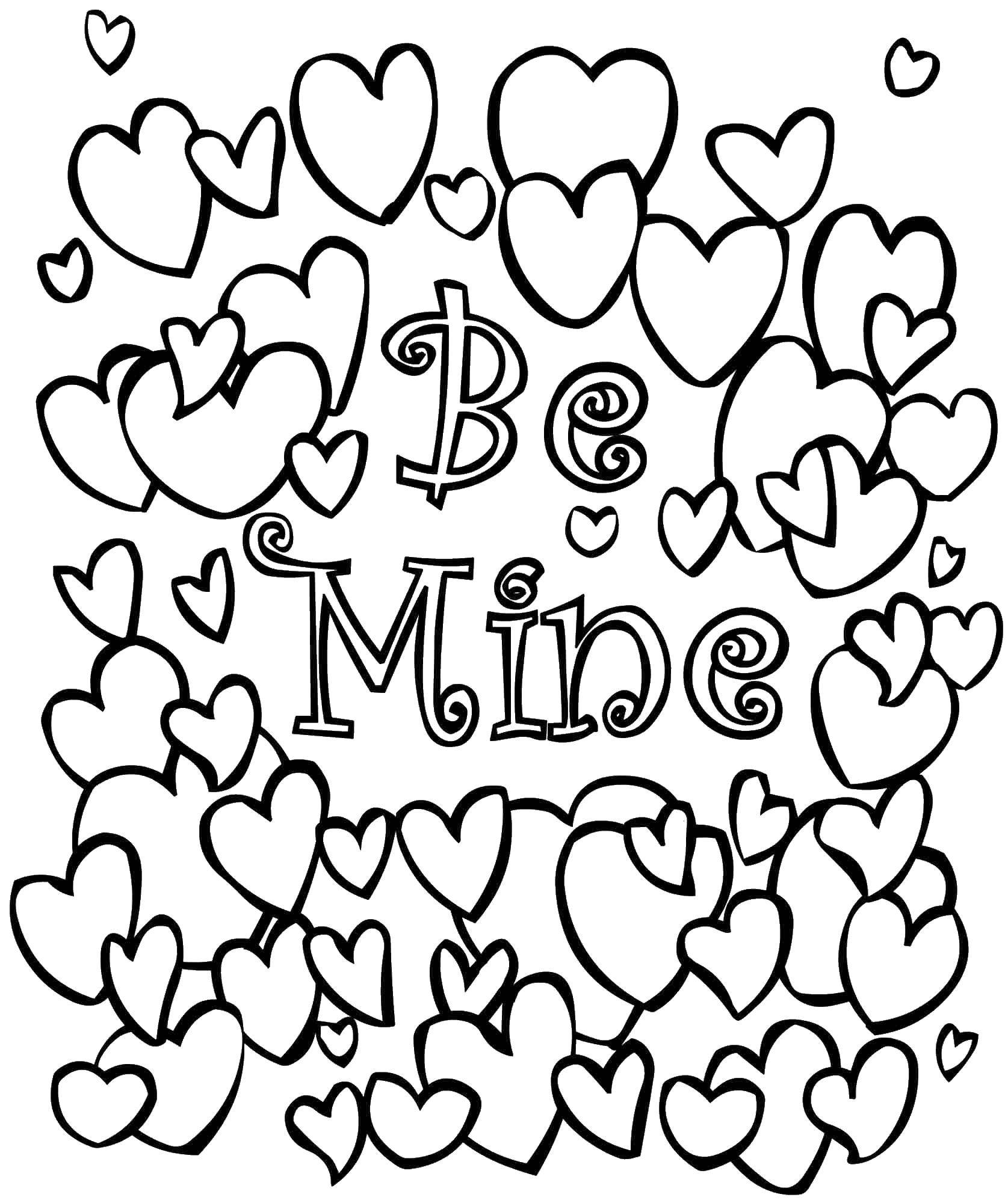 Coloring Be mine!. Category Valentines day. Tags:  Recognition, love, heart.