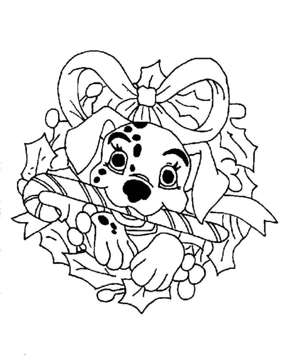 Coloring Dalmatians with candy. Category Christmas. Tags:  the dog, candy.