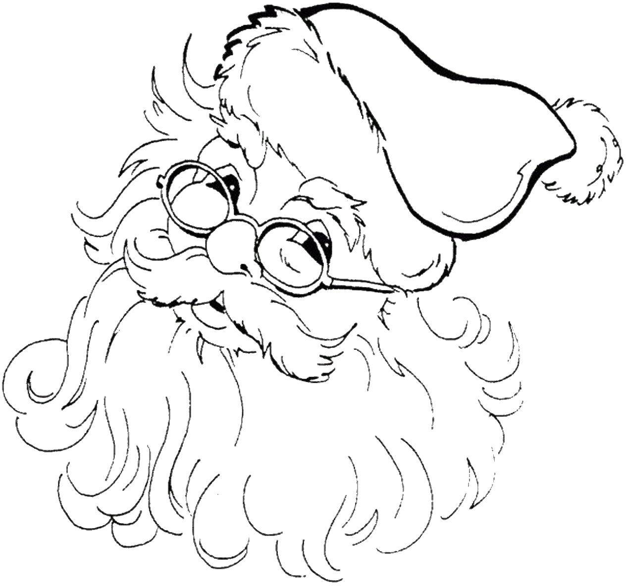 Coloring Santa Claus with glasses. Category Christmas. Tags:  beard, glasses, grandfather.