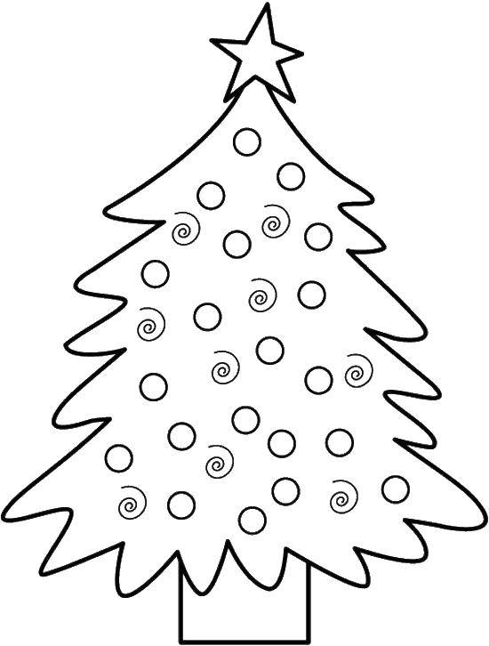 Название: Раскраска Наряженная ёлка. Категория: рождество. Теги: елка, дерево, звезда.