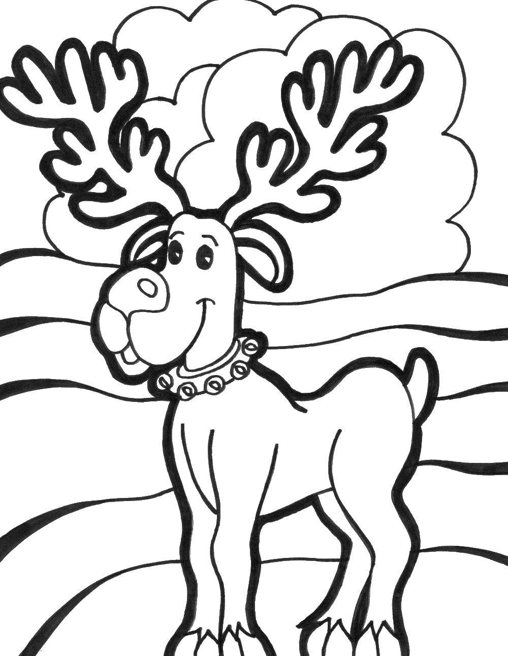 Coloring Rudolph the reindeer. Category Christmas. Tags:  Rudolph, Santa Claus, deer antler.