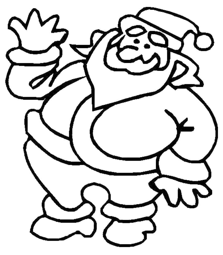 Название: Раскраска Дед мороз машет рукой. Категория: рождество. Теги: дед мороз, борода, рука.