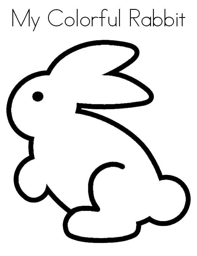 Coloring The outline of the rabbit. Category Coloring pages for kids. Tags:  Bunny, coloring, lettering.