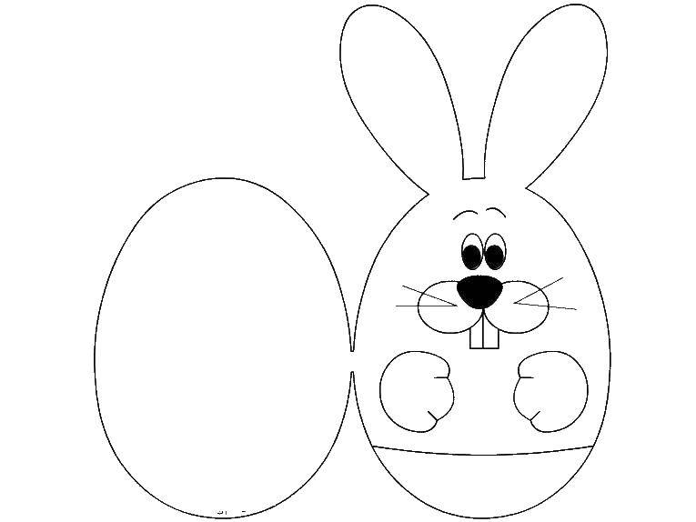 Название: Раскраска Пасхальное яйцо в виде зайца. Категория: кролик. Теги: кролик, заяц.