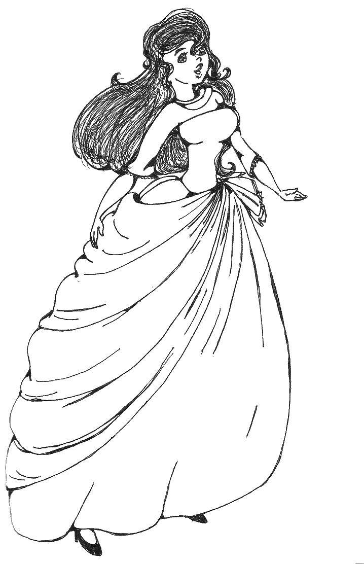 Coloring Girl in a dress. Category Dress. Tags:  dress, girl.