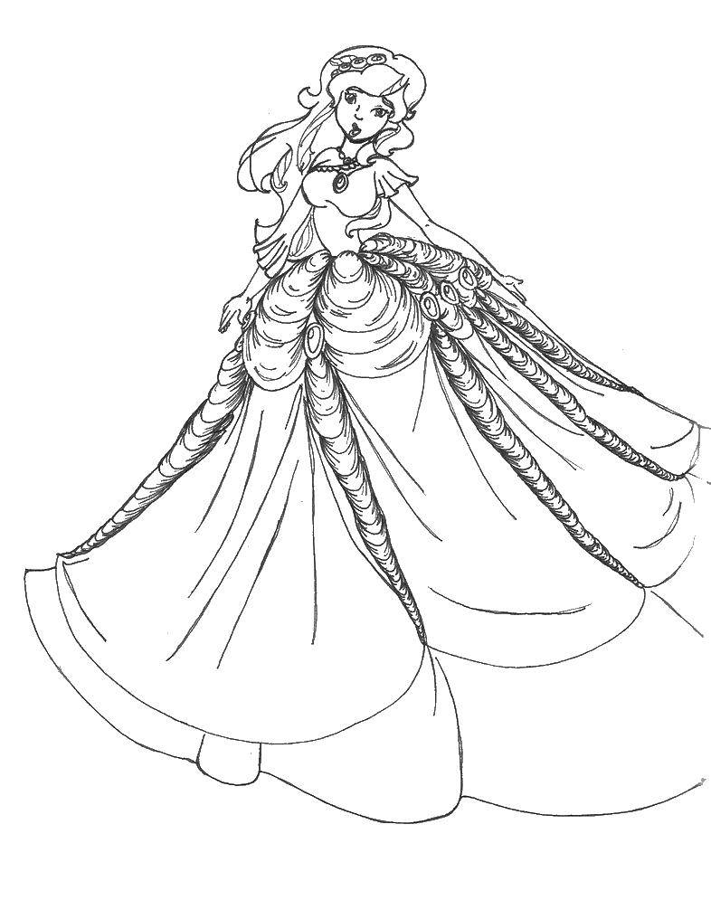 Coloring Girl in Quinceanera dress. Category Dress. Tags:  dress, clothes.