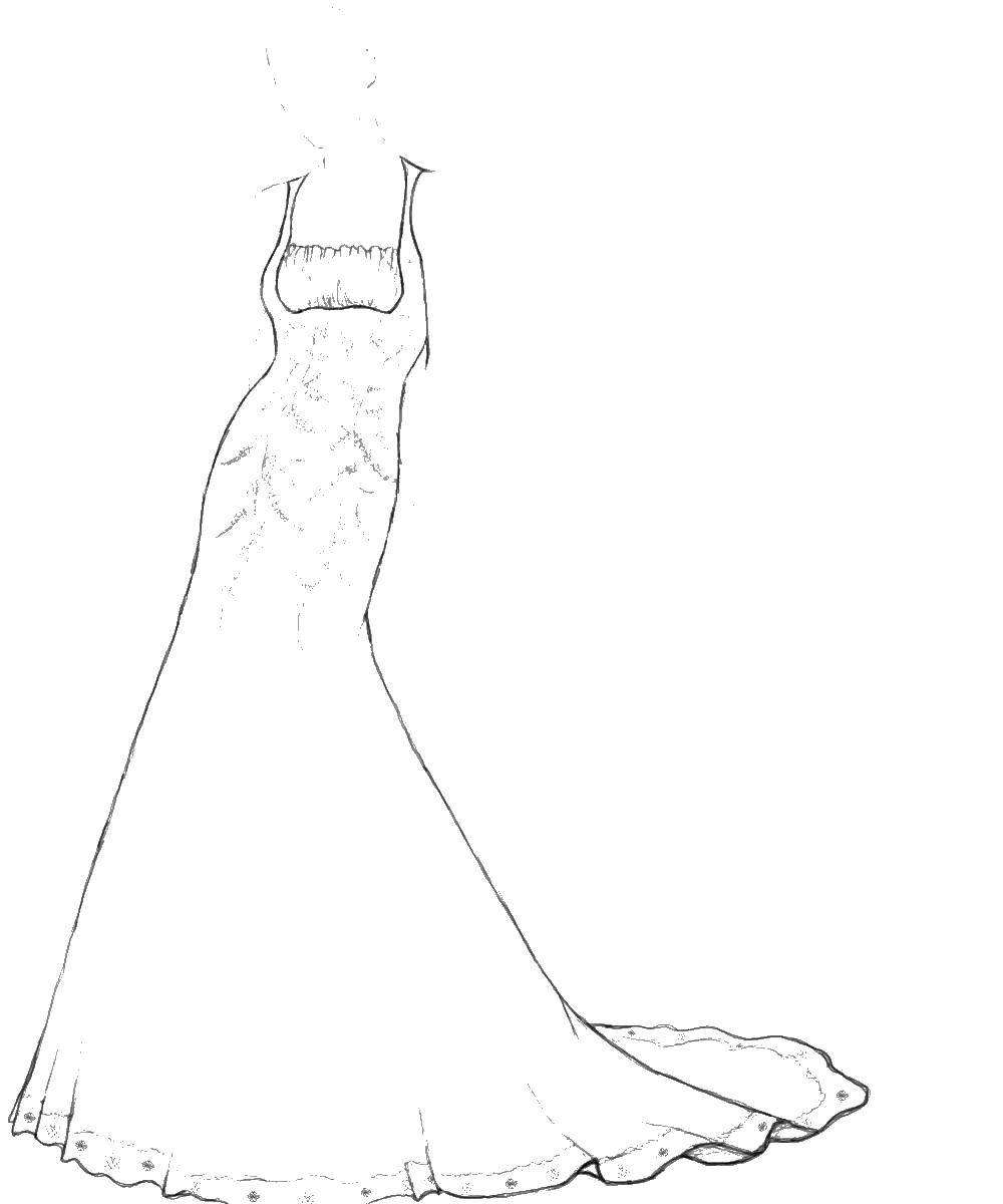 Название: Раскраска Длинное платье. Категория: Платья. Теги: платье, шлейф.