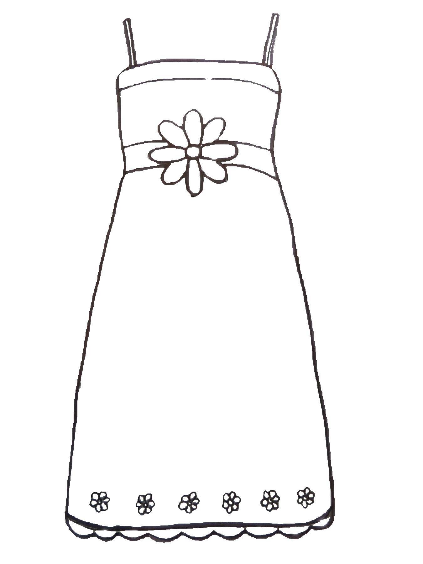 Название: Раскраска Платье с цветком. Категория: Платья. Теги: платье, цветок.
