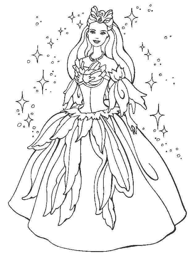 Название: Раскраска Принцесса в платье. Категория: мультики. Теги: платье, принцесса, корона.