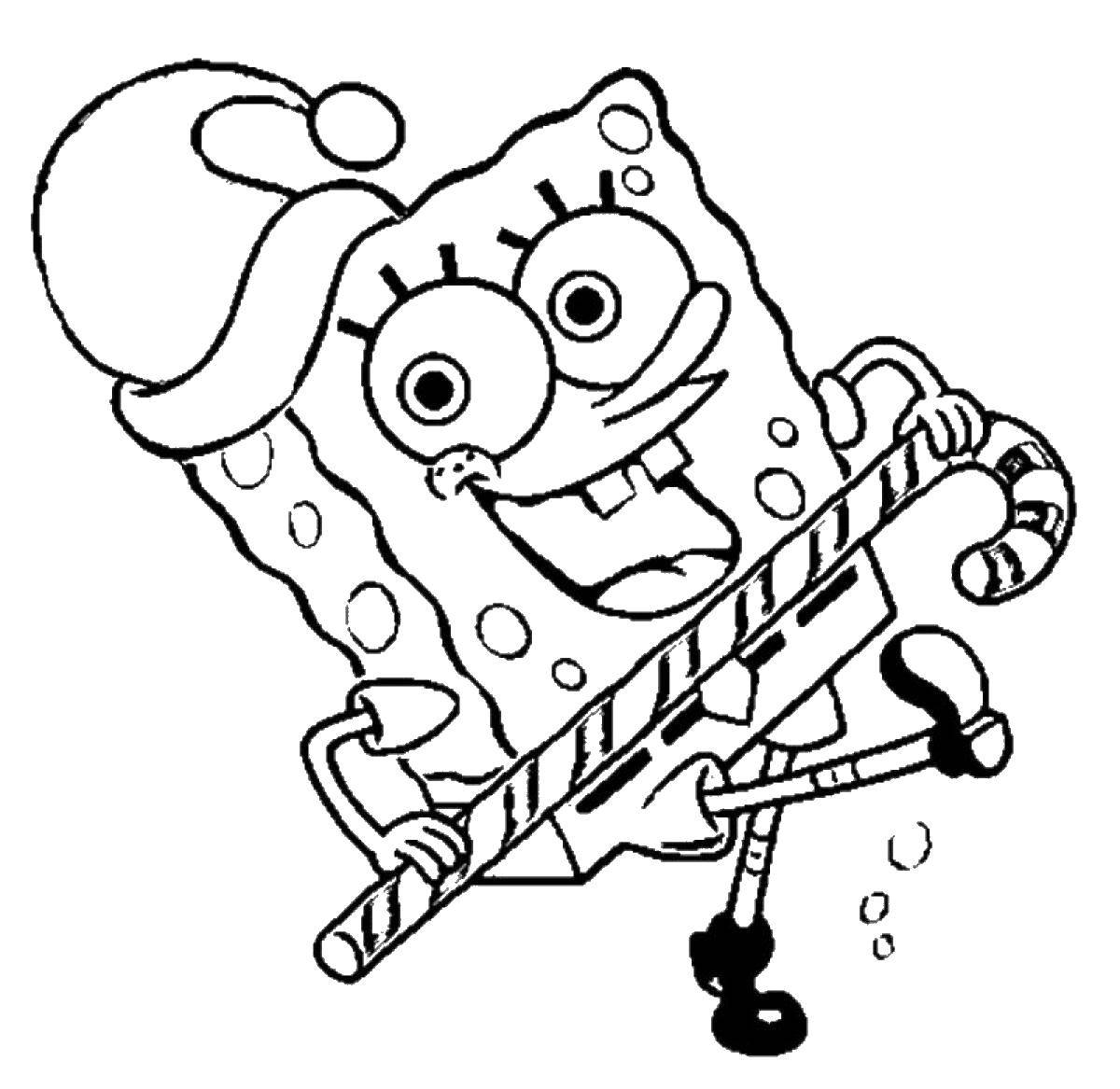 Coloring Spongebob with candy. Category Christmas. Tags:  span Bob, dome, candy.