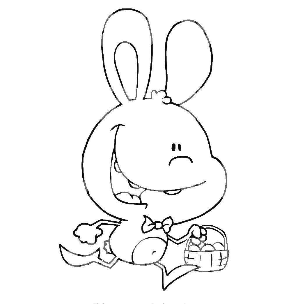 Название: Раскраска Заяц с корзинкой. Категория: кролик. Теги: кролик, корзинка, яйца.
