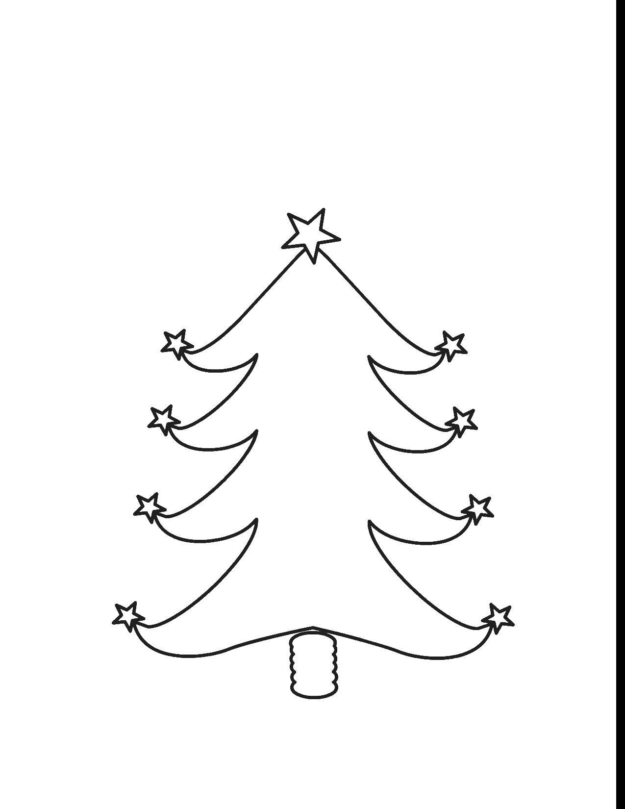 Название: Раскраска Елка со звездочками. Категория: рождество. Теги: дерево, елка, звезда.