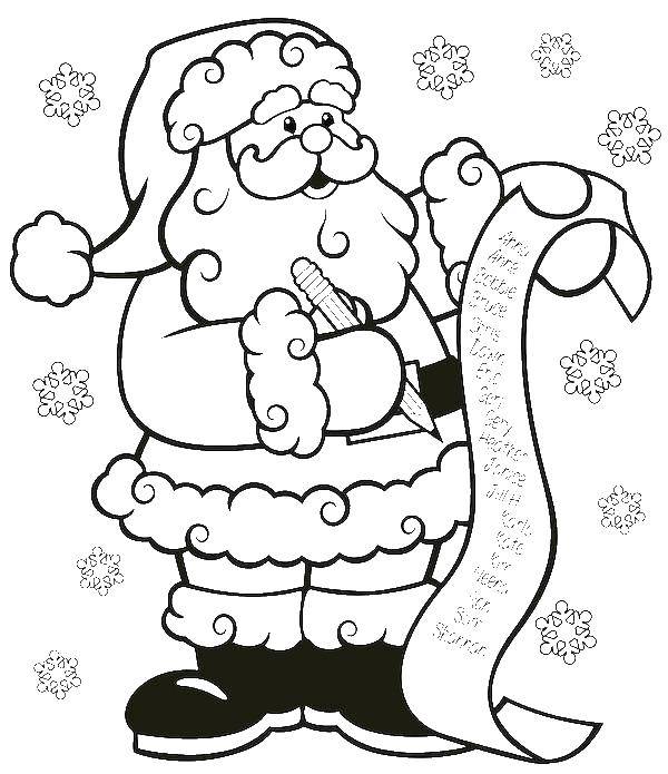 Название: Раскраска Санта клаус пишет список детей. Категория: рождество. Теги: Санта Клаус, рождество.