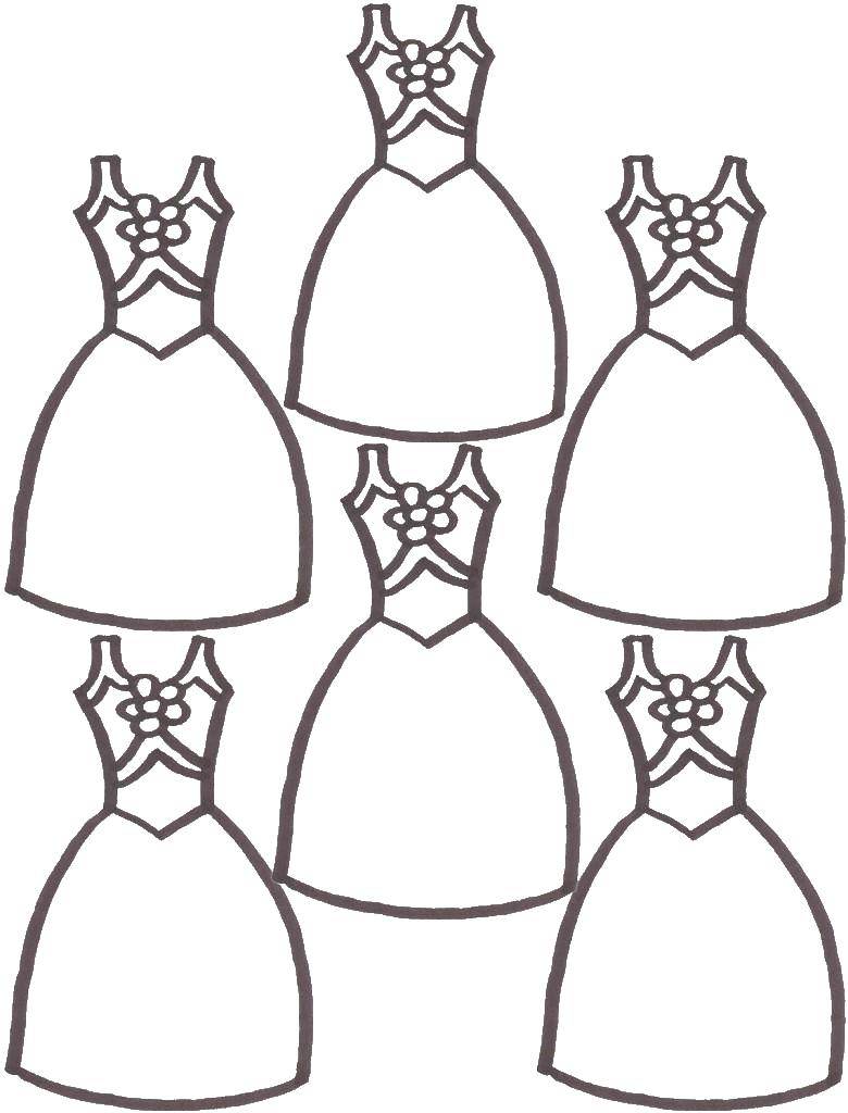Coloring Six dresses with flowers. Category Dress. Tags:  contour, dress, flowers.