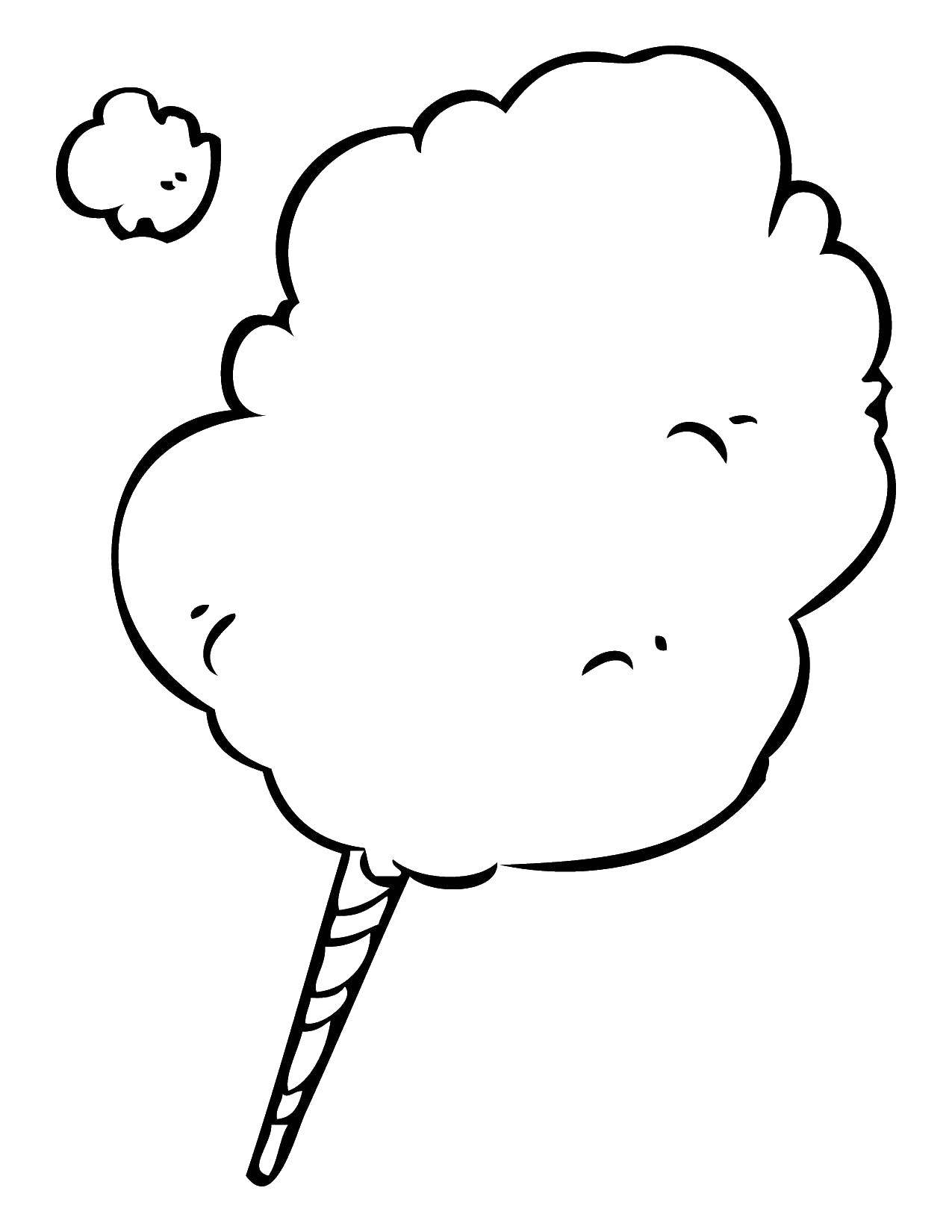 Coloring Cotton candy on a stick. Category Summer fun. Tags:  wool, wand.