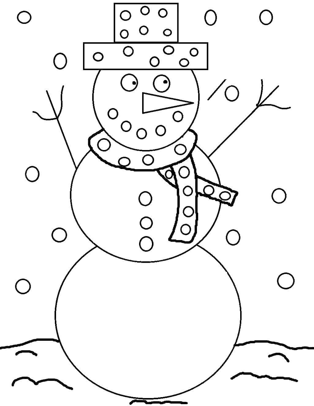 Название: Раскраска Снеговик. Категория: снеговик. Теги: снеговик.