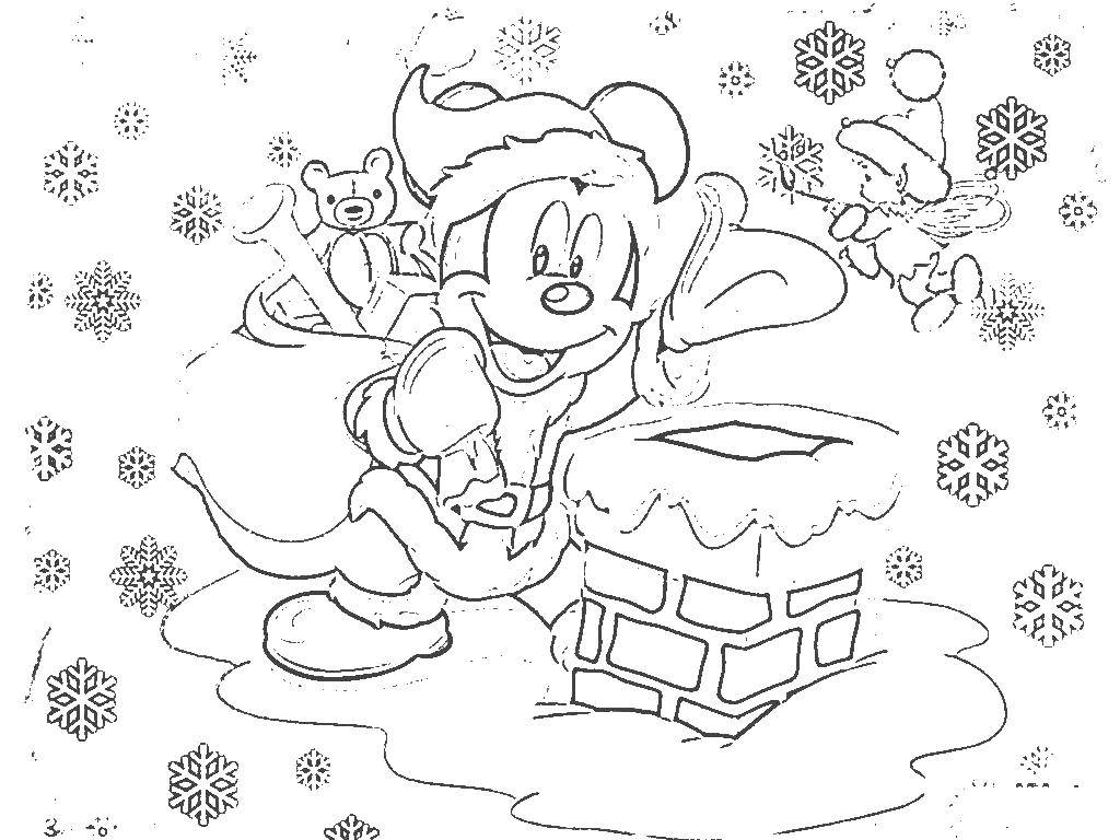 Coloring Mickey mouse Santa Claus. Category Mickey mouse. Tags:  Mickymaus, new year.
