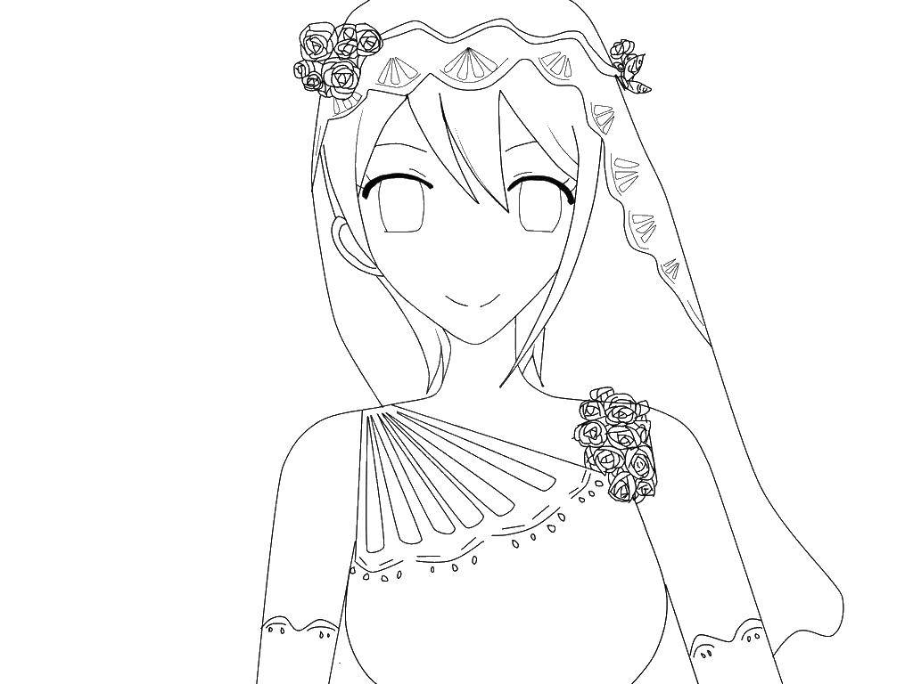 Coloring The bride. Category Dress. Tags:  anime, veil.