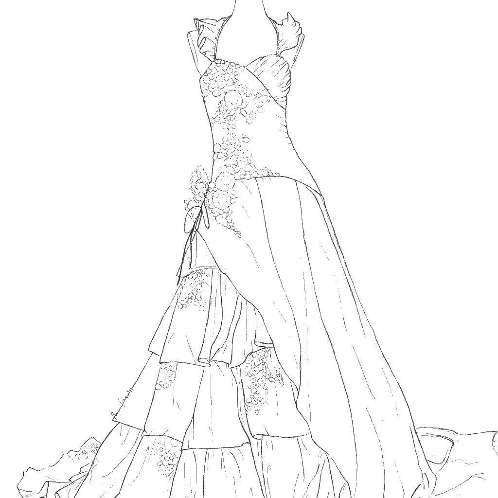 Название: Раскраска Платье. Категория: свадебные платья. Теги: платье, цветы.
