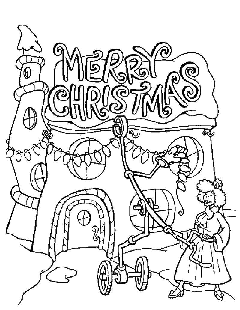 Coloring Greetings for Christmas. Category Christmas. Tags:  Christmas, child, Christmas tree, congratulation.