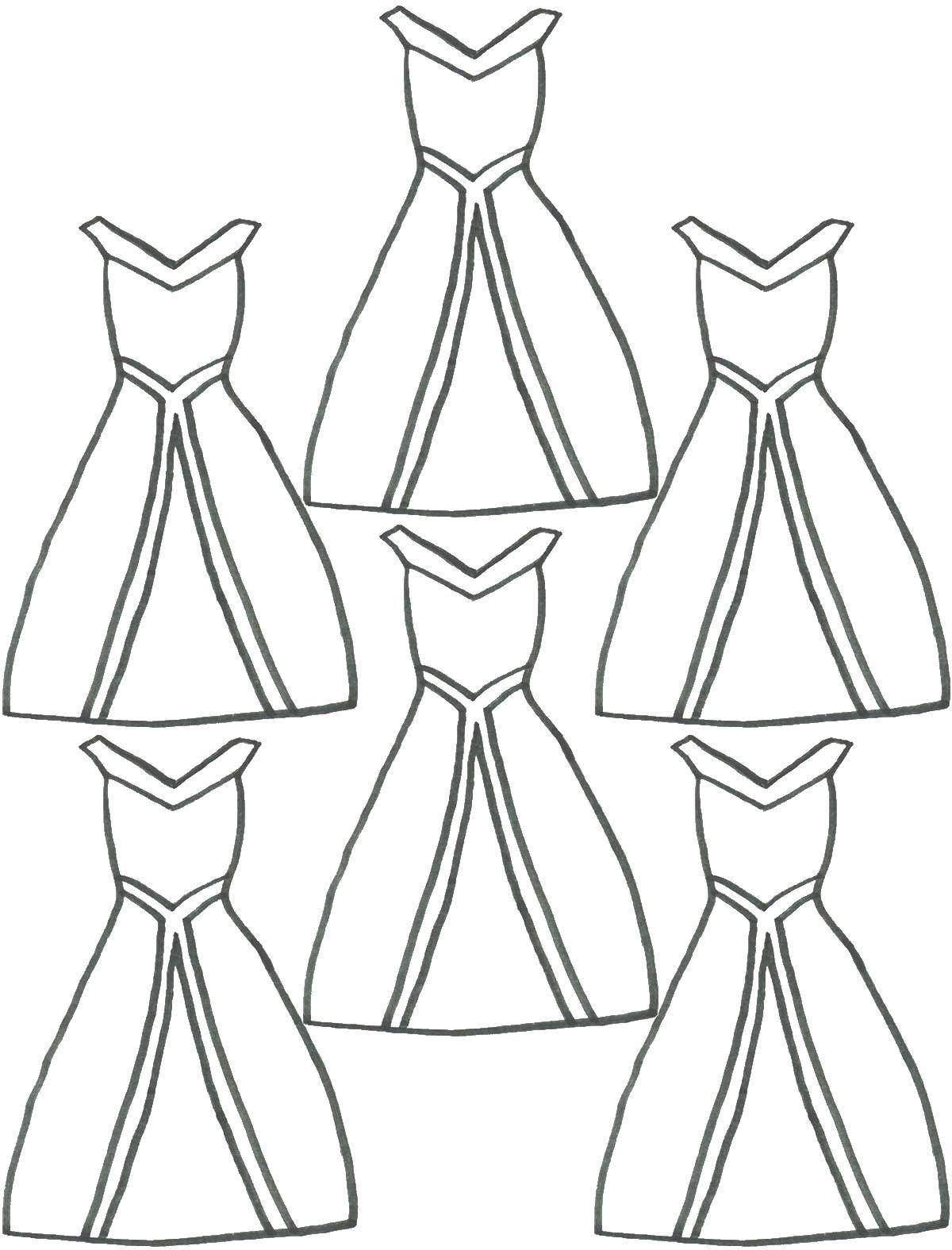 Coloring Six dresses. Category Dress. Tags:  contour, dress.